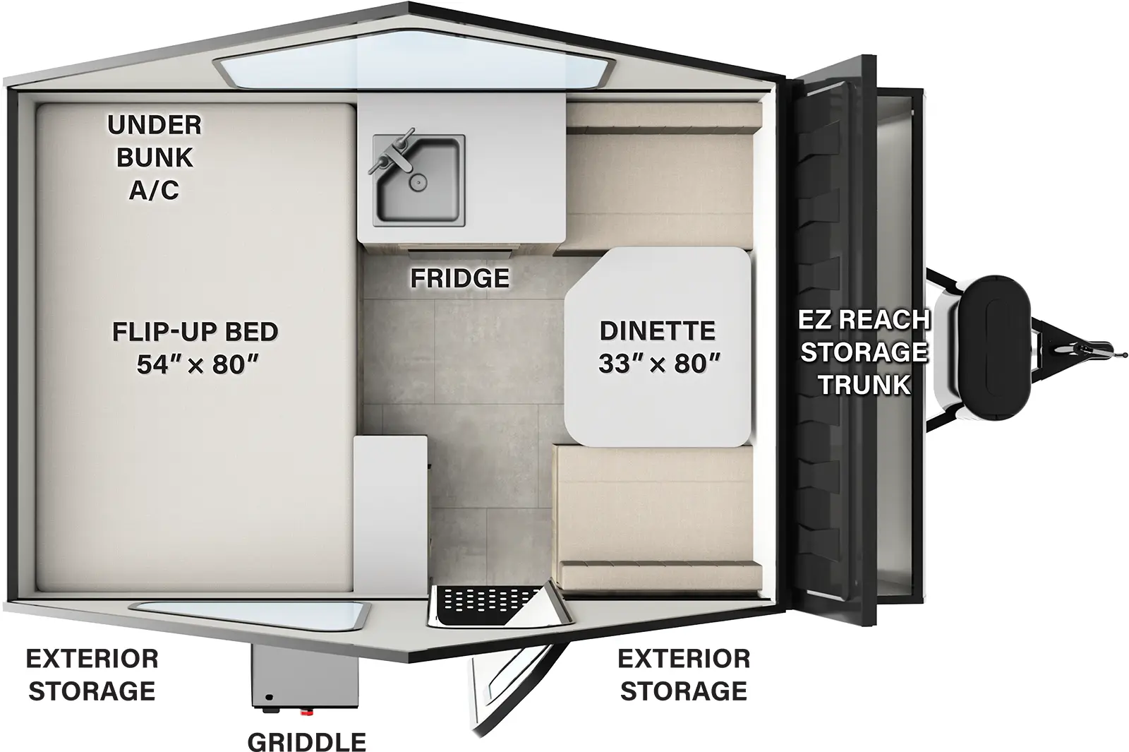 Flagstaff Hardside Pop Up Campers T10RB Floorplan